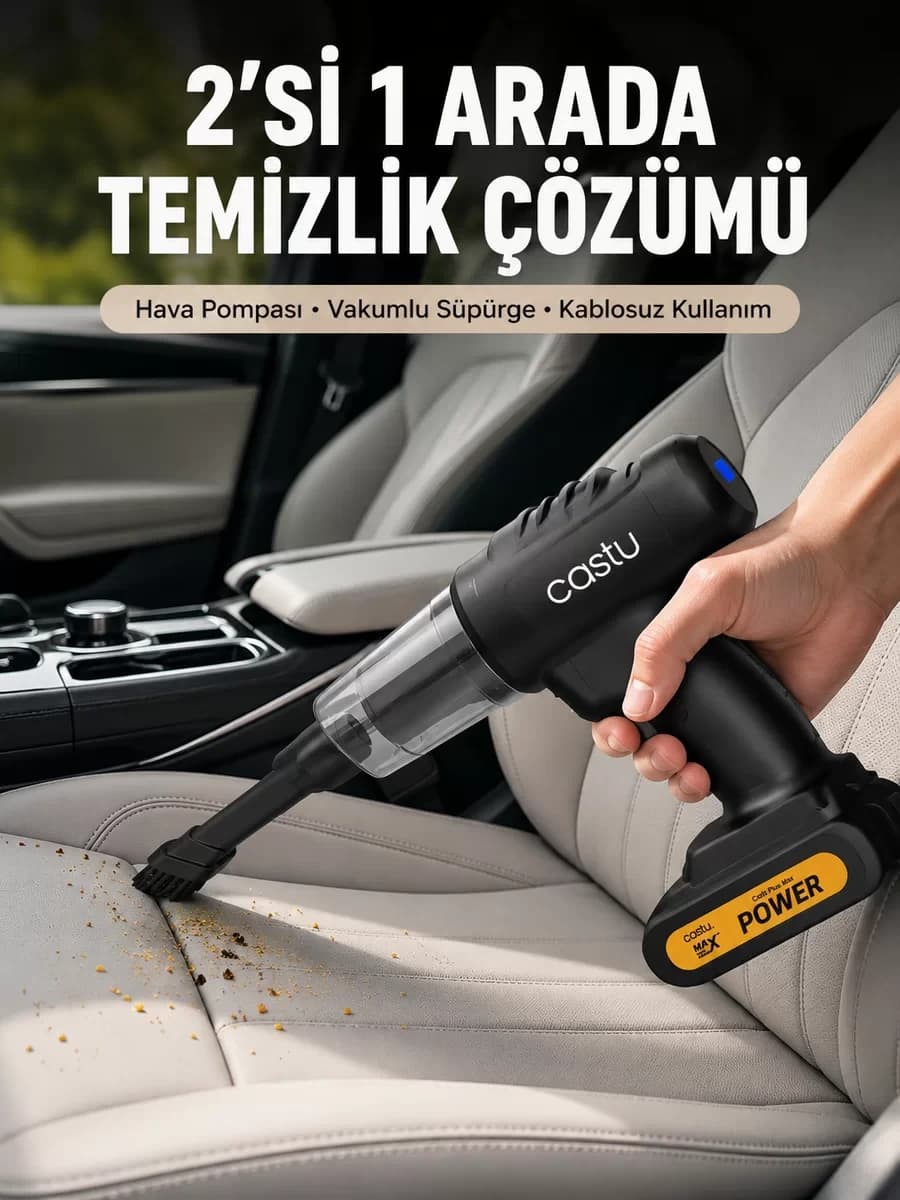 Kablosuz Araç El Süpürgesi Hava Pompası Kombinasyon