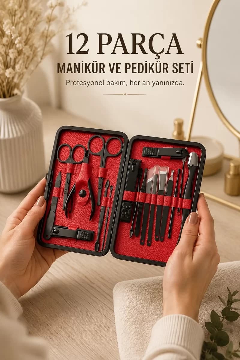 Paslanmaz Çelik Uçlu 17 Parça Profesyonel Manikür ve Pedikür Seti