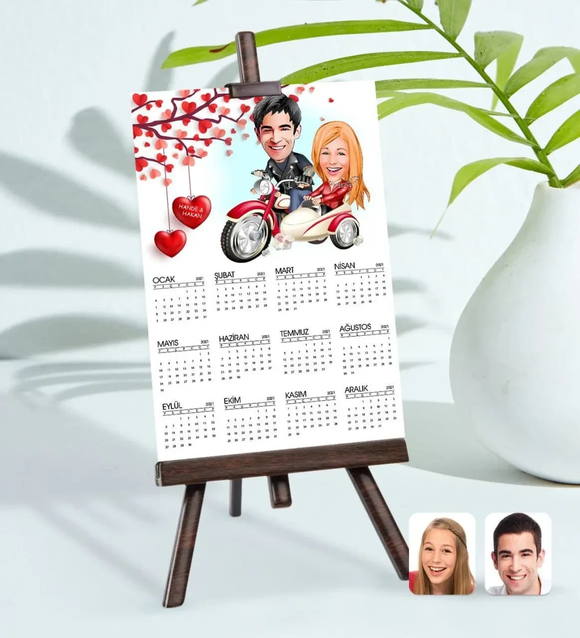 BK Gift Kişiye Özel 15x21 cm Fotoğraf Kartlı Sevgililer Karikatürlü Şövaleli ...