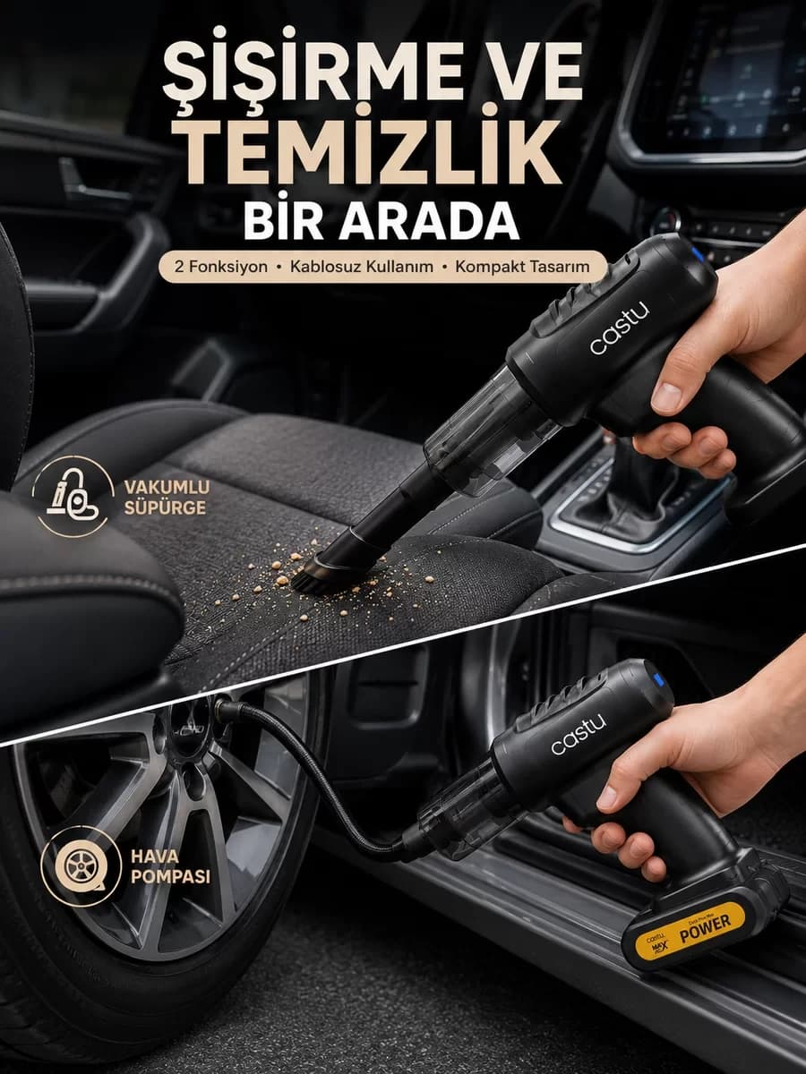 Kablosuz Hava Pompası ve Vakumlu El Süpürgesi