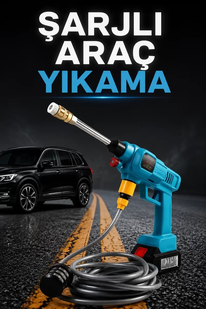 Şarjlı Ve Yüksek Basınçlı Oto Yıkama Makinesi Ve Sulama Tabancası Bahçe Yıkam...