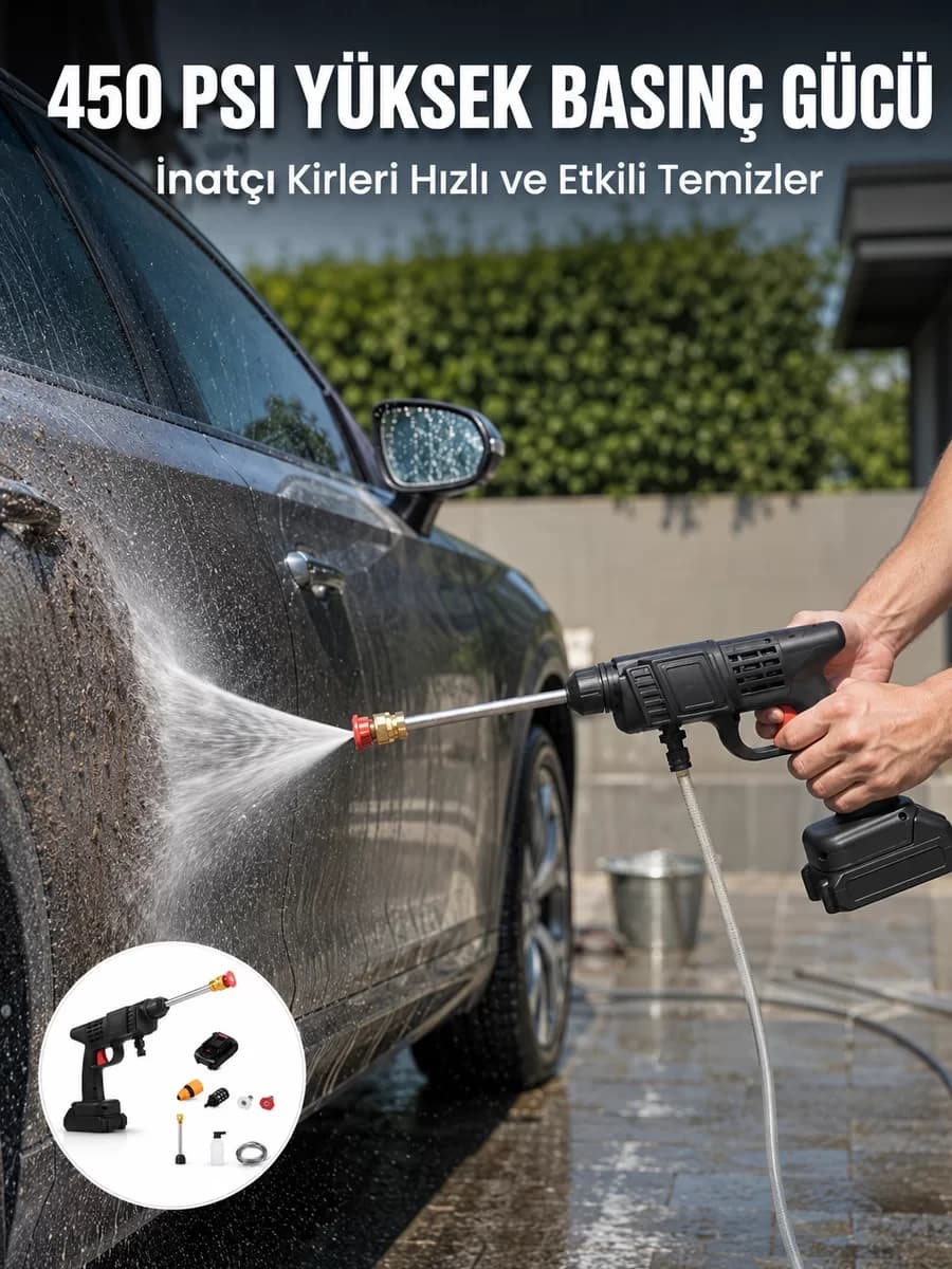 Kablosuz Taşınabilir Basınçlı Yıkama Tabancası Köpük Şişeli