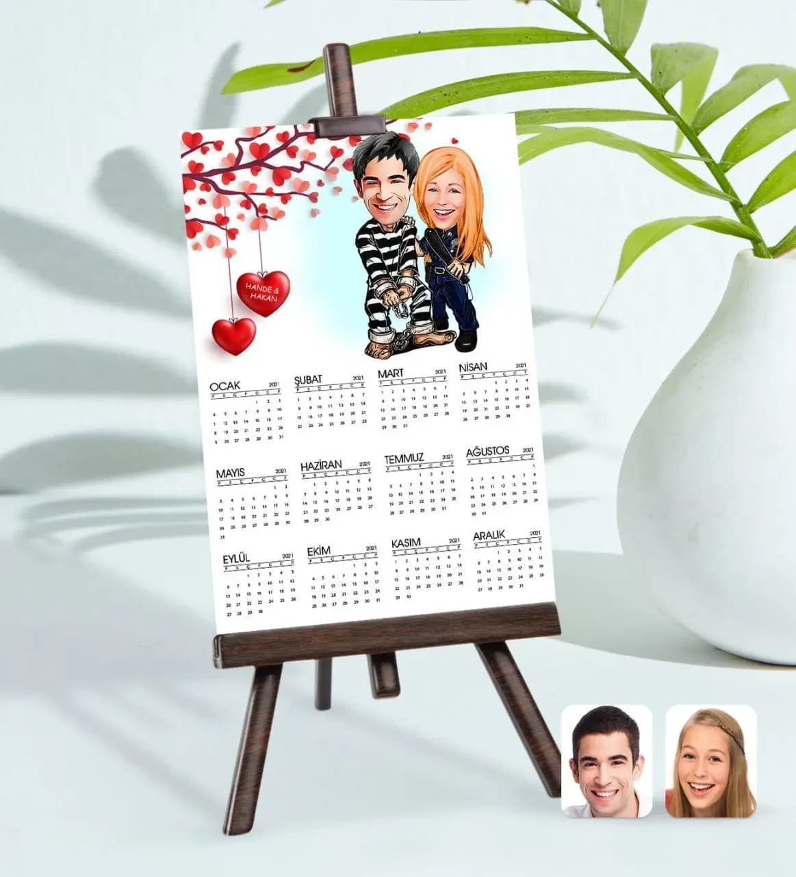 BK Gift Kişiye Özel 15x21 cm Fotoğraf Kartlı Sevgililer Karikatürlü Şövaleli ...
