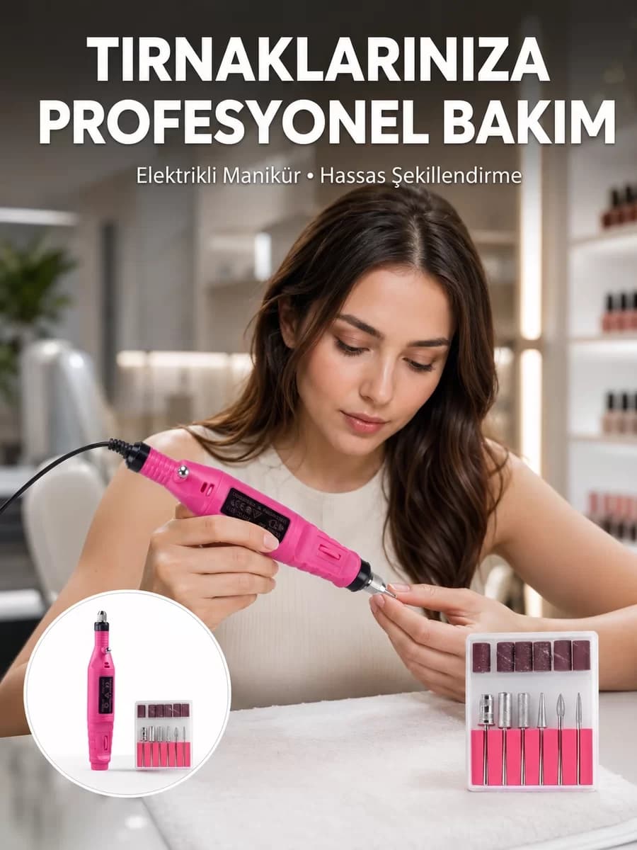 Elektrikli Profesyonel Manikür Pedikür Seti Değiştirilebilir Başlık Seçeneği ...