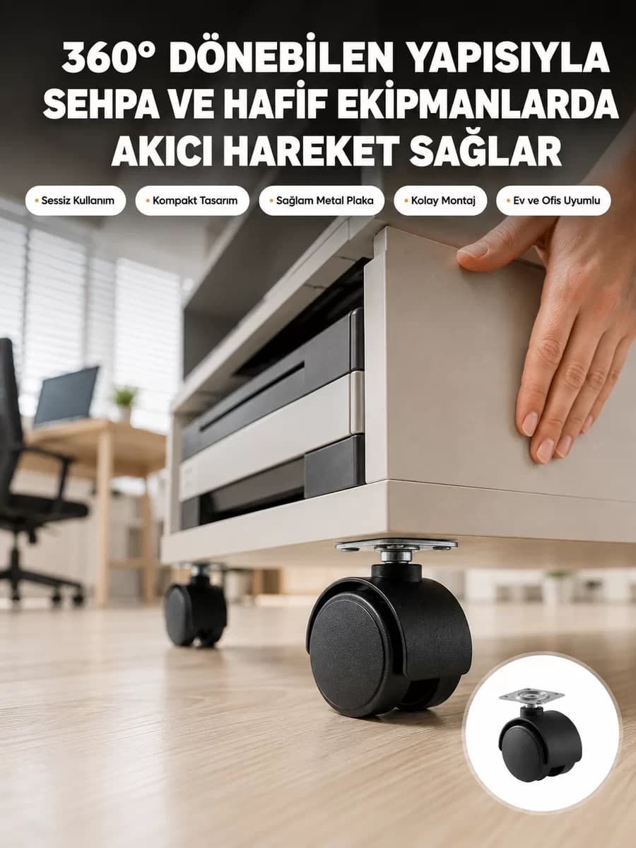 Sehpa ve Ekipmanlar İçin 4 cm Kilitsiz Ayak Tekli