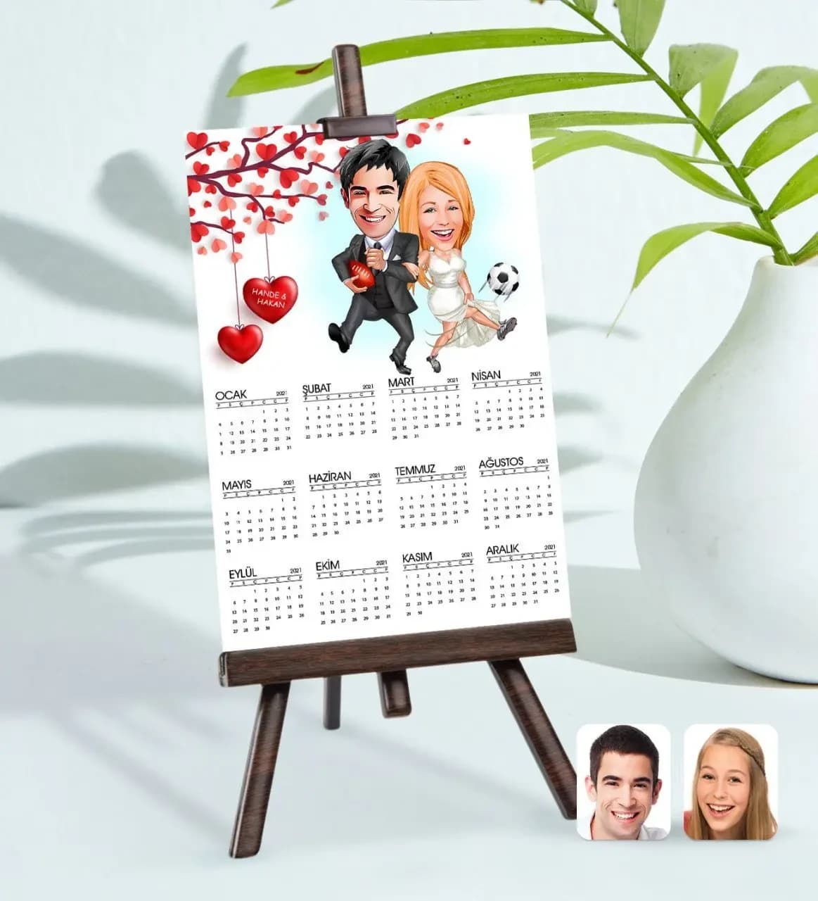 BK Gift Kişiye Özel 15x21 cm Fotoğraf Kartlı Sevgililer Karikatürlü Şövaleli ...