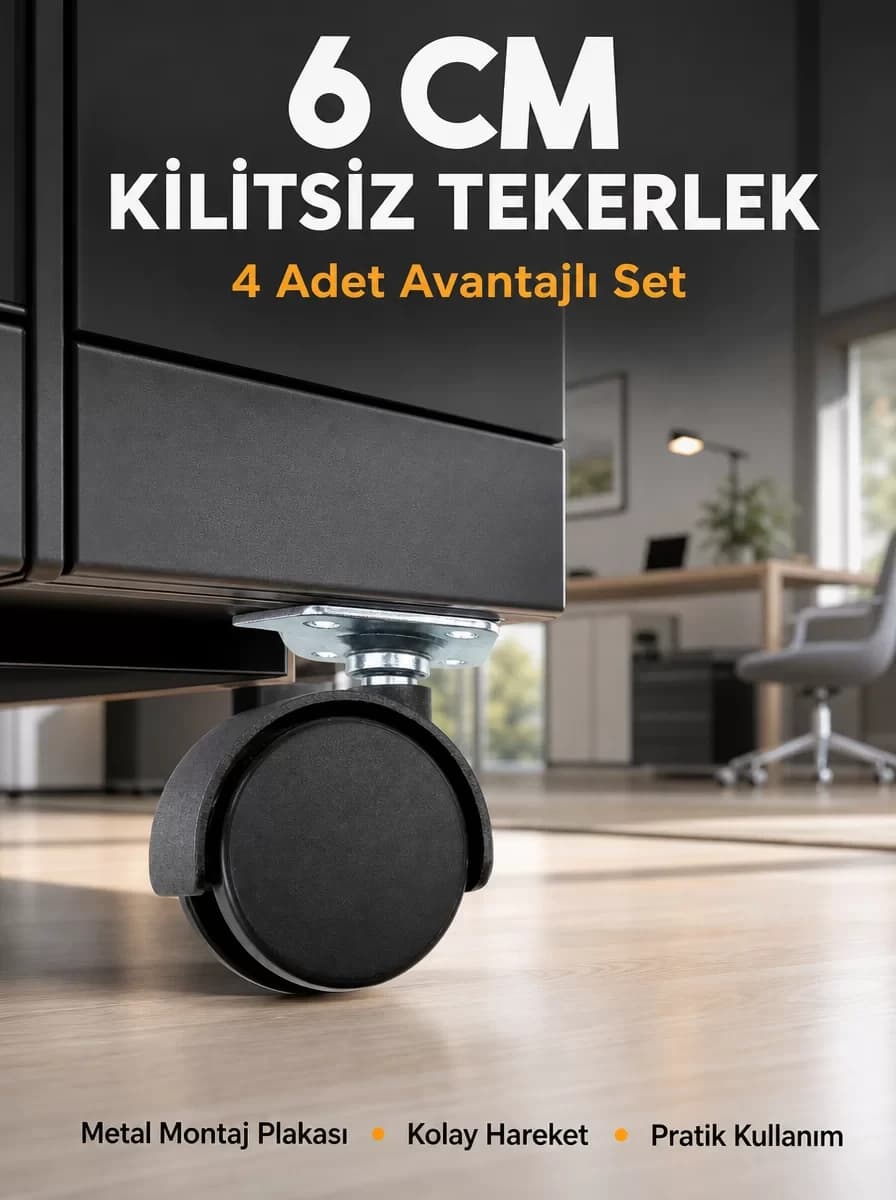 Masa ve Koltuk İçin Kilitsiz Tekerlek Seti 6 cm