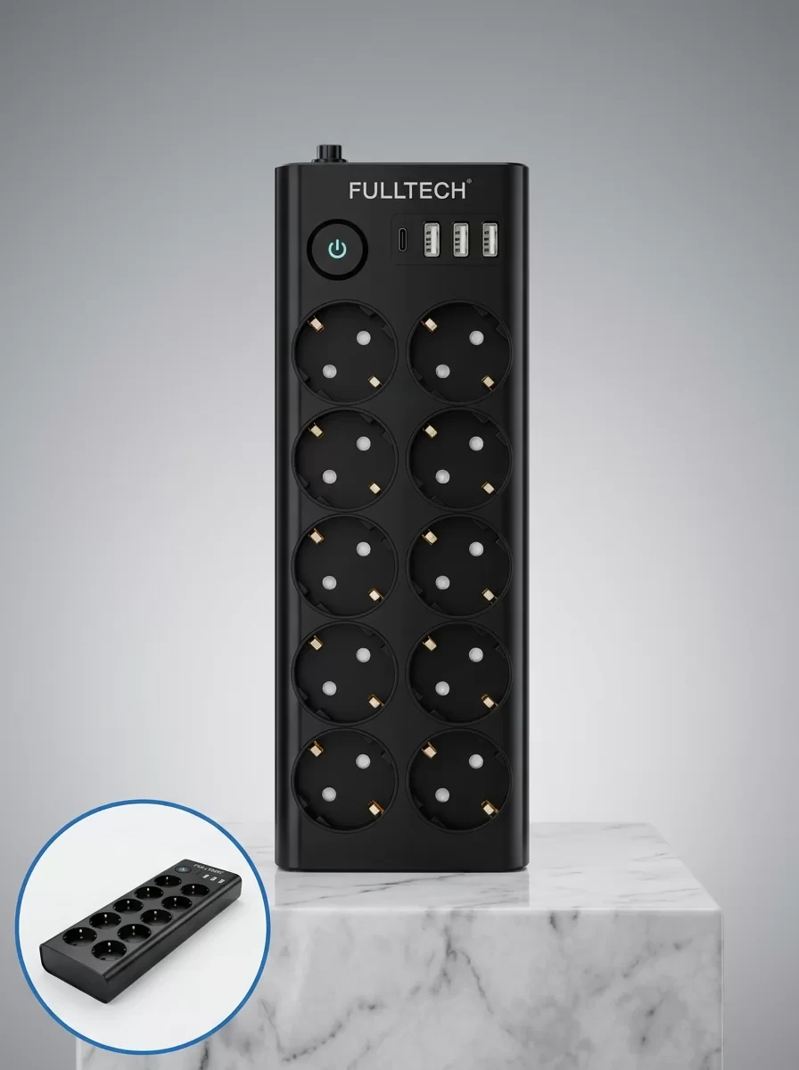 10`lu Çoklu Priz USB ve Type-C Şarj Girişli Akım Korumalı Grup Priz