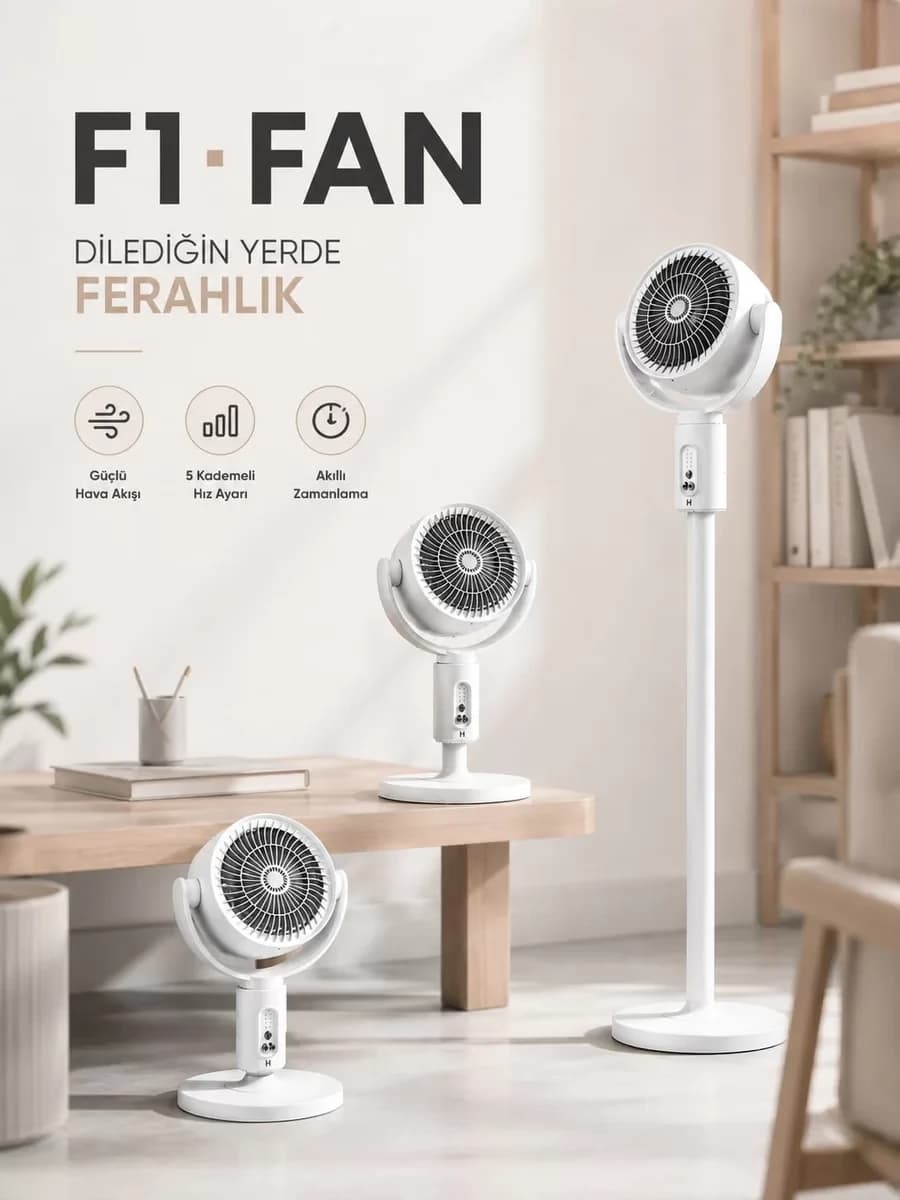 Akıllı Zamanlayıcı Özelliğiyle Enerji Tasarruflu Dikey Vantilatör
