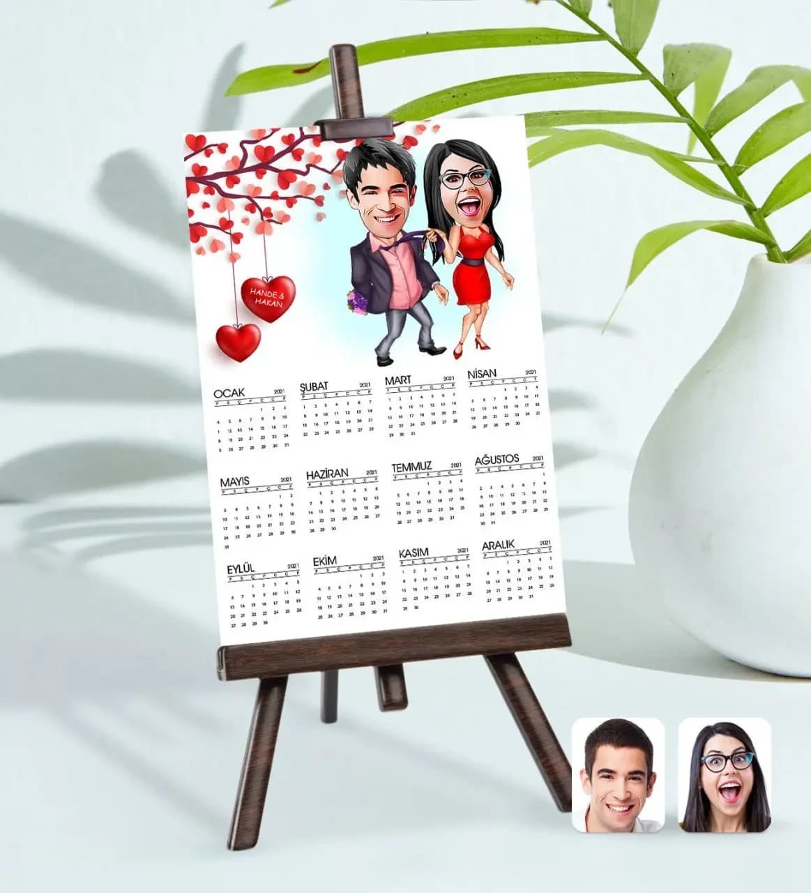 BK Gift Kişiye Özel 15x21 cm Fotoğraf Kartlı Sevgililer Karikatürlü Şövaleli ...