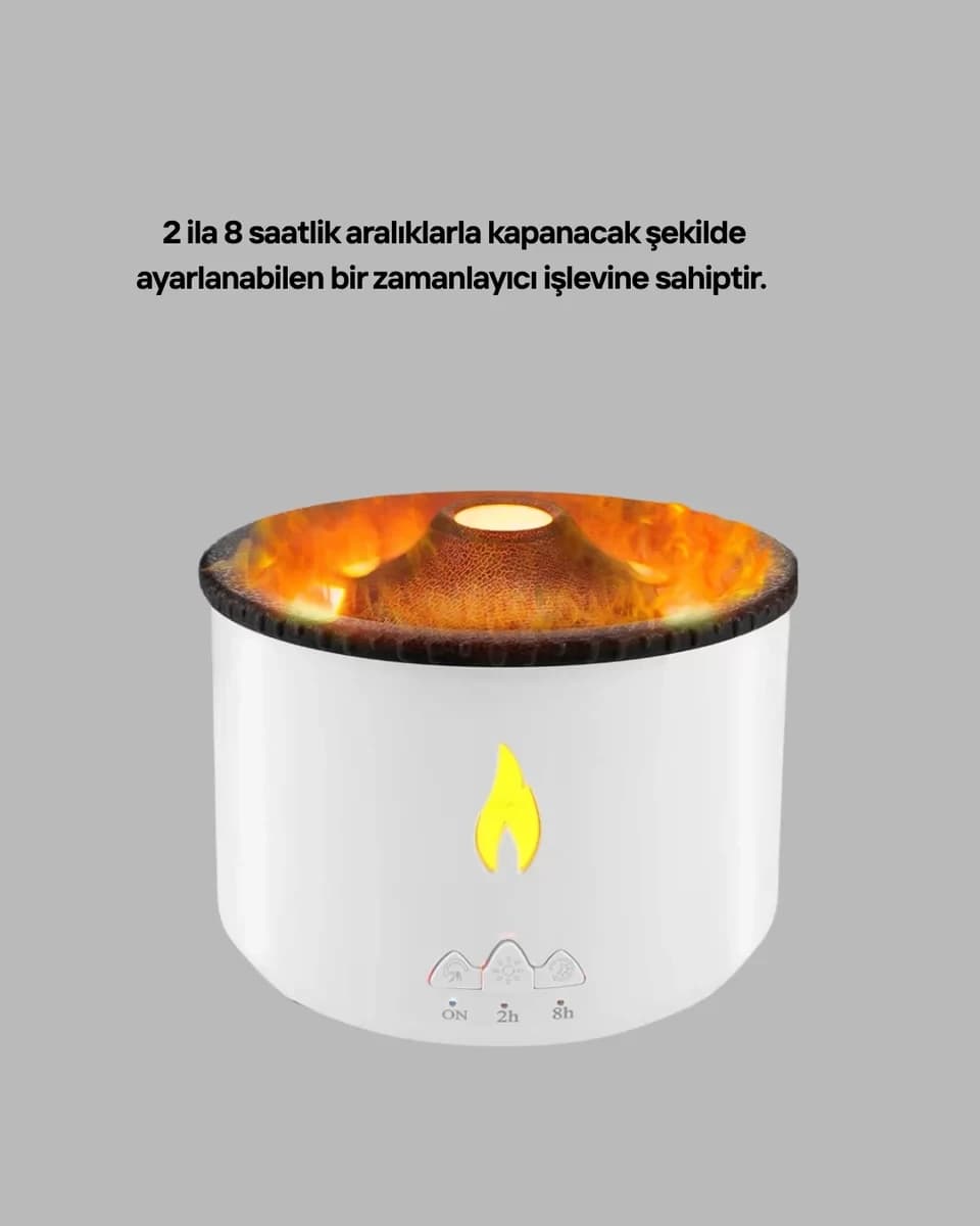 Alev Efektli Buhar Makinesi – Aromaterapi Nemlendirme ve Işık Modlu Tasarım Y...