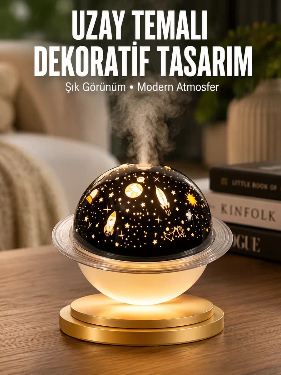 Aromaterapi Hava Nemlendirici Gece Lambası Uzay Model Satürn Oda Kokusu