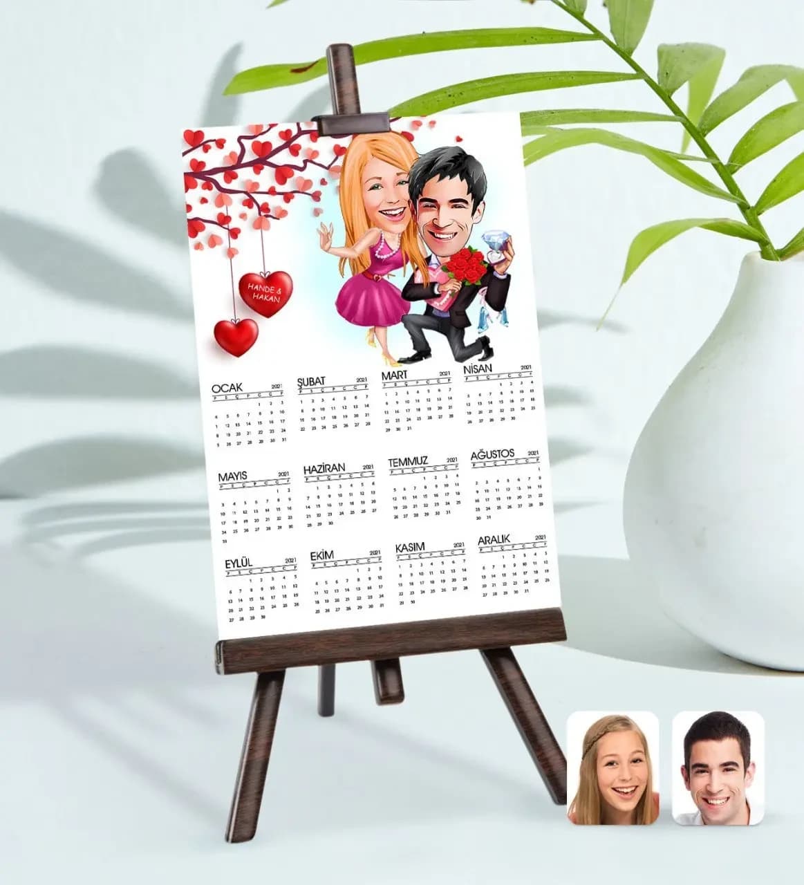 BK Gift Kişiye Özel 15x21 cm Fotoğraf Kartlı Sevgililer Karikatürlü Şövaleli ...