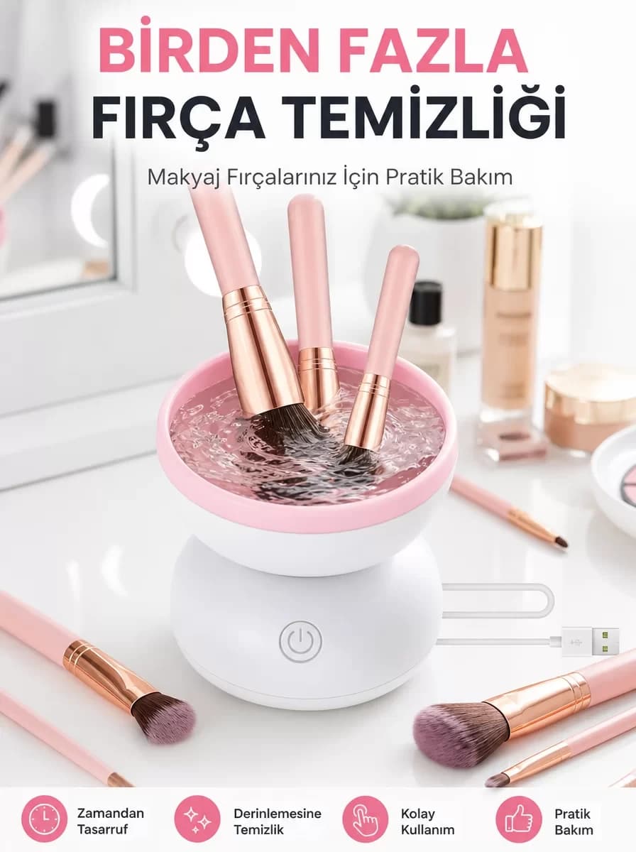 Elektrikli Makyaj Fırçası Temizleyici USB ile Çalışan Otomatik Fırça Yıkama M...
