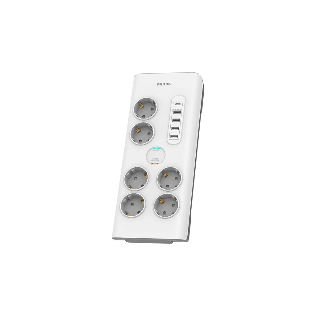 PHILIPS SPN7060WA/62 6 Soket Akım Korumalı Priz 900 Joules 2Mt Kablo 1xUsb-C ...
