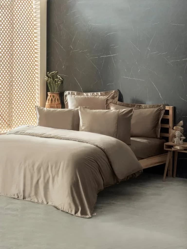 Silky İpek Çift Kişilik Nev Takımı Bej