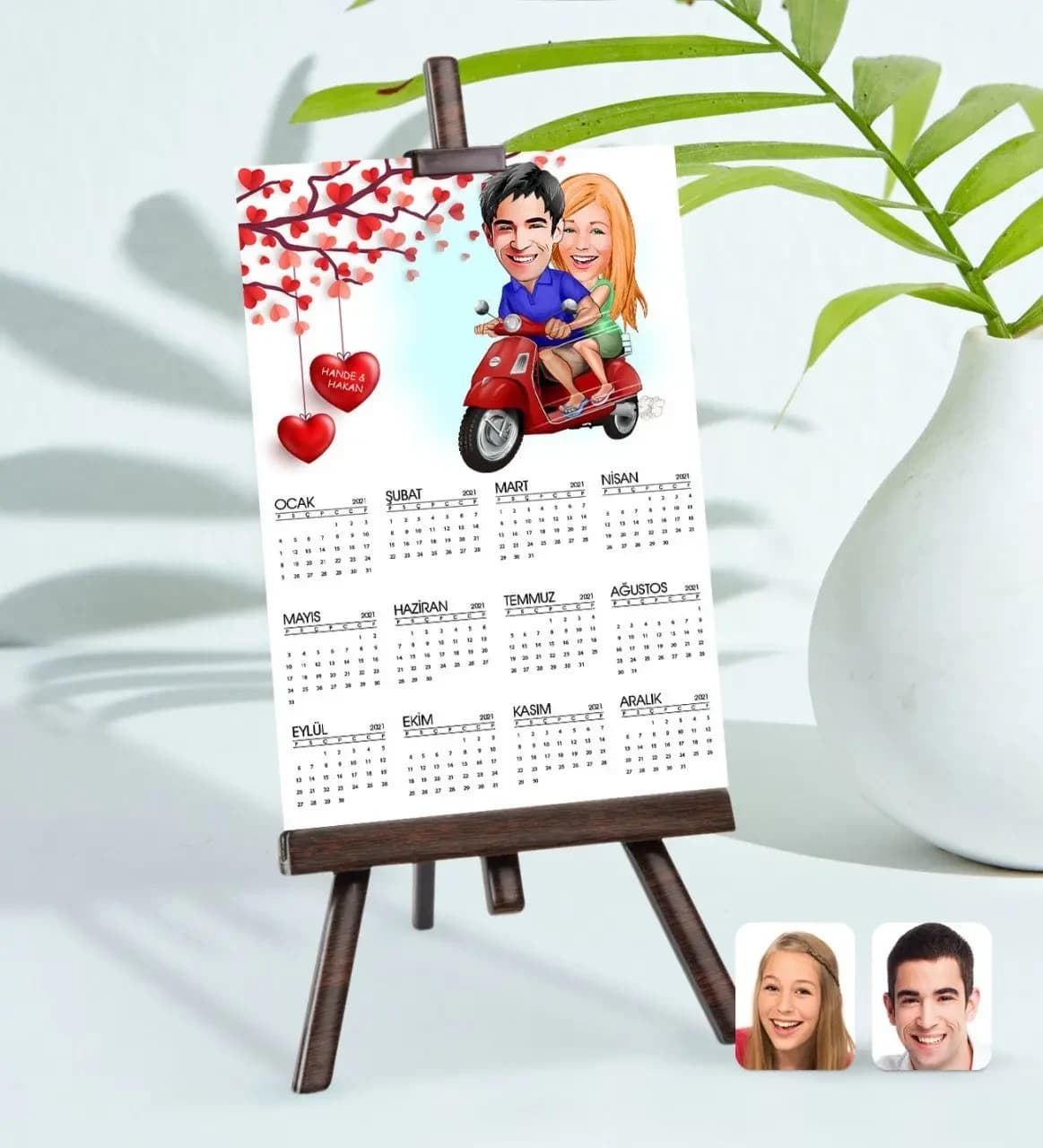 BK Gift Kişiye Özel 15x21 cm Fotoğraf Kartlı Sevgililer Karikatürlü Şövaleli ...