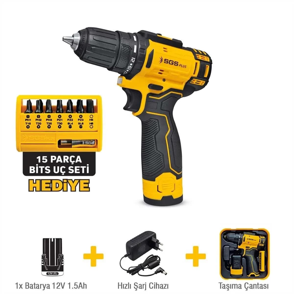 5147 Akülü Vidalama 12 Volt 1,5 Ah