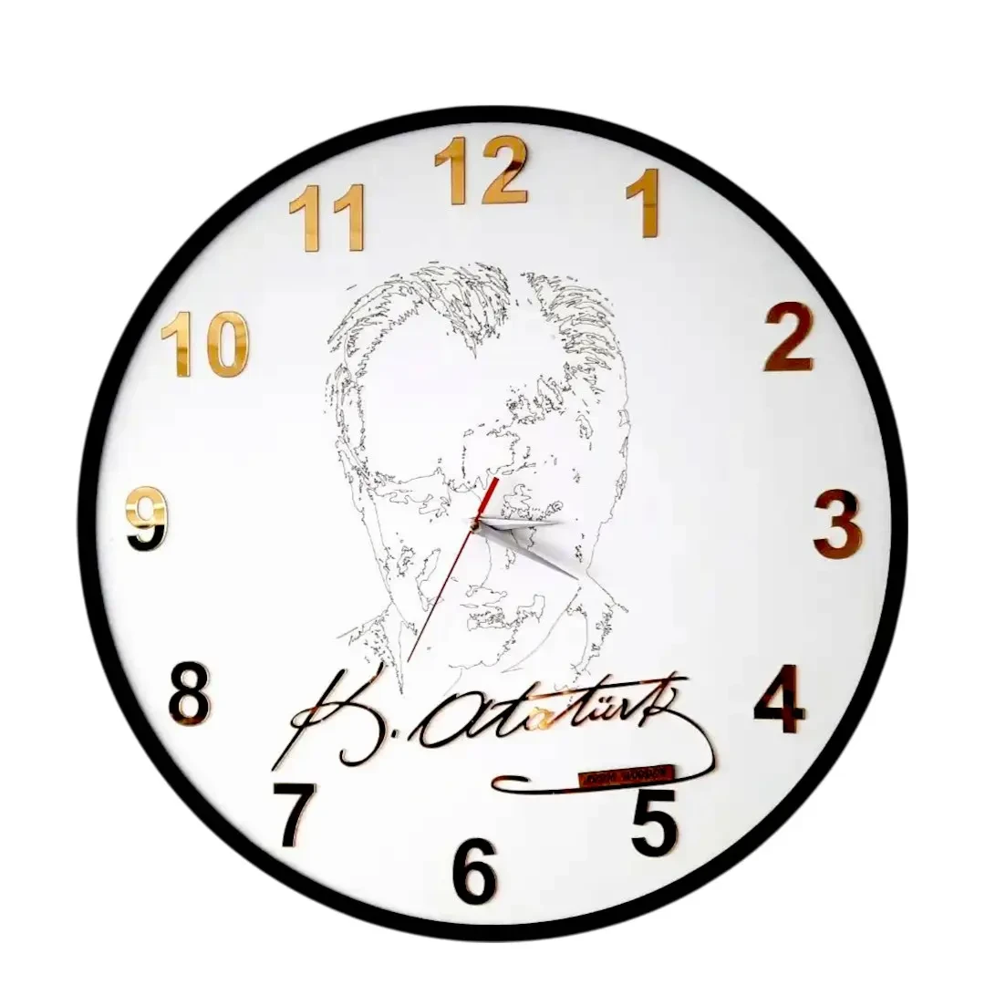 BCH Atatürk ve imzası detaylı Duvar Saati