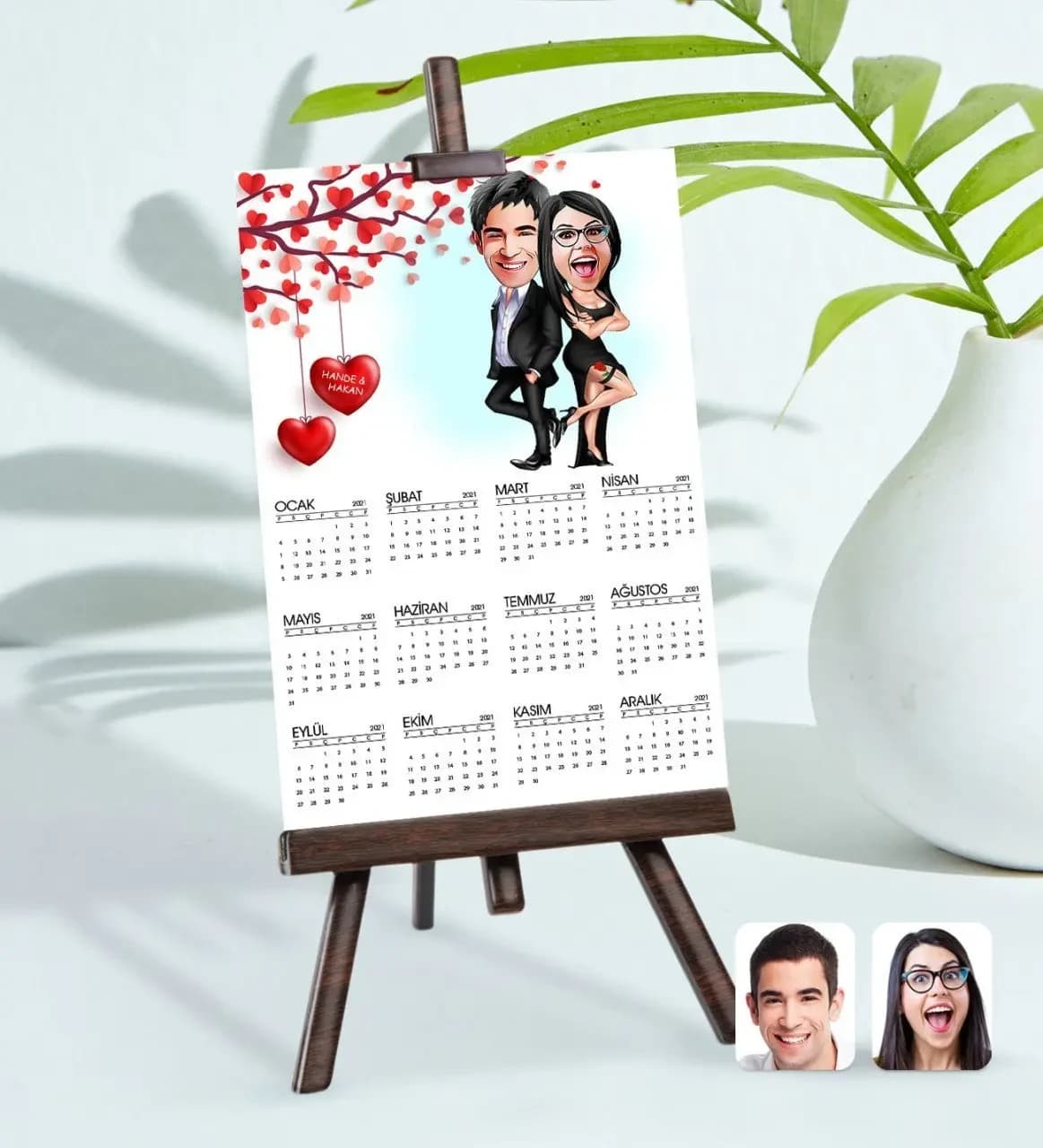 BK Gift Kişiye Özel 15x21 cm Fotoğraf Kartlı Sevgililer Karikatürlü Şövaleli ...