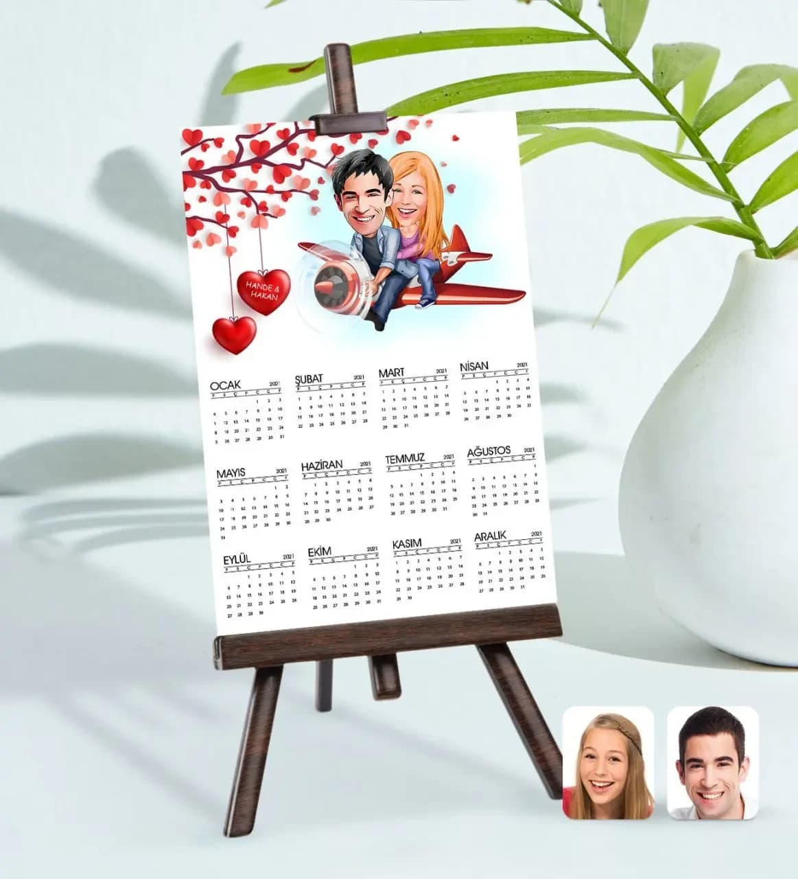 BK Gift Kişiye Özel 15x21 cm Fotoğraf Kartlı Sevgililer Karikatürlü Şövaleli ...