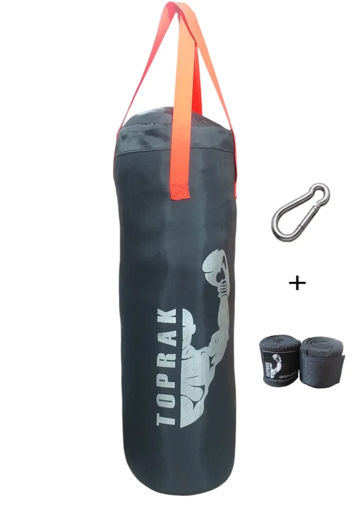 Boks Torbası Eldiven Ve Karabina Hediyeli İçi Dolu 50x20 Cm Füme
