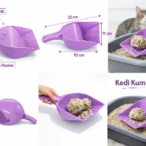 Kapaklı Kedi Kumu Küreği Elekli – Ergonomik Saplı Dalı Plastik Kum Temizleme ...