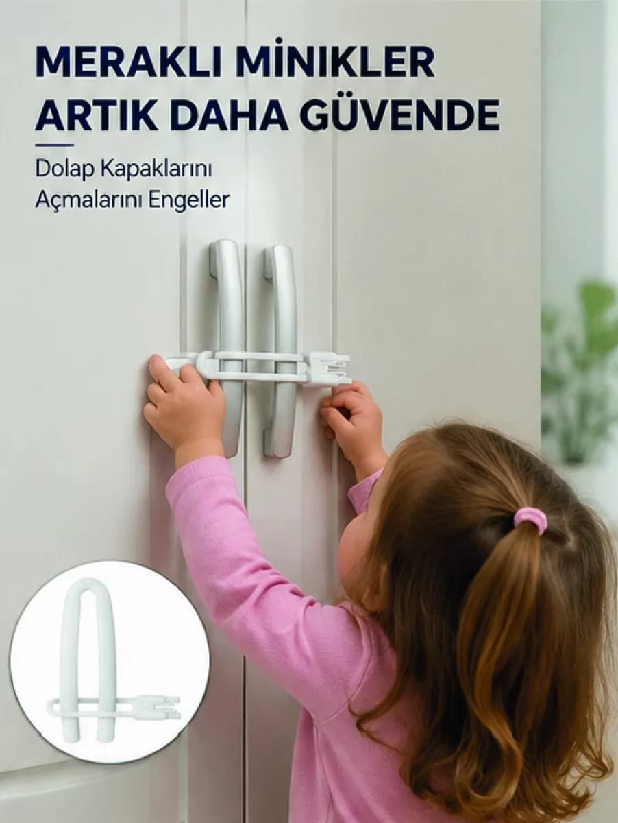 4 Adet Dolap Emniyet Kilidi Çocuk Güvenliği İçin Güçlü ve Dayanıklı Set Yeni ...