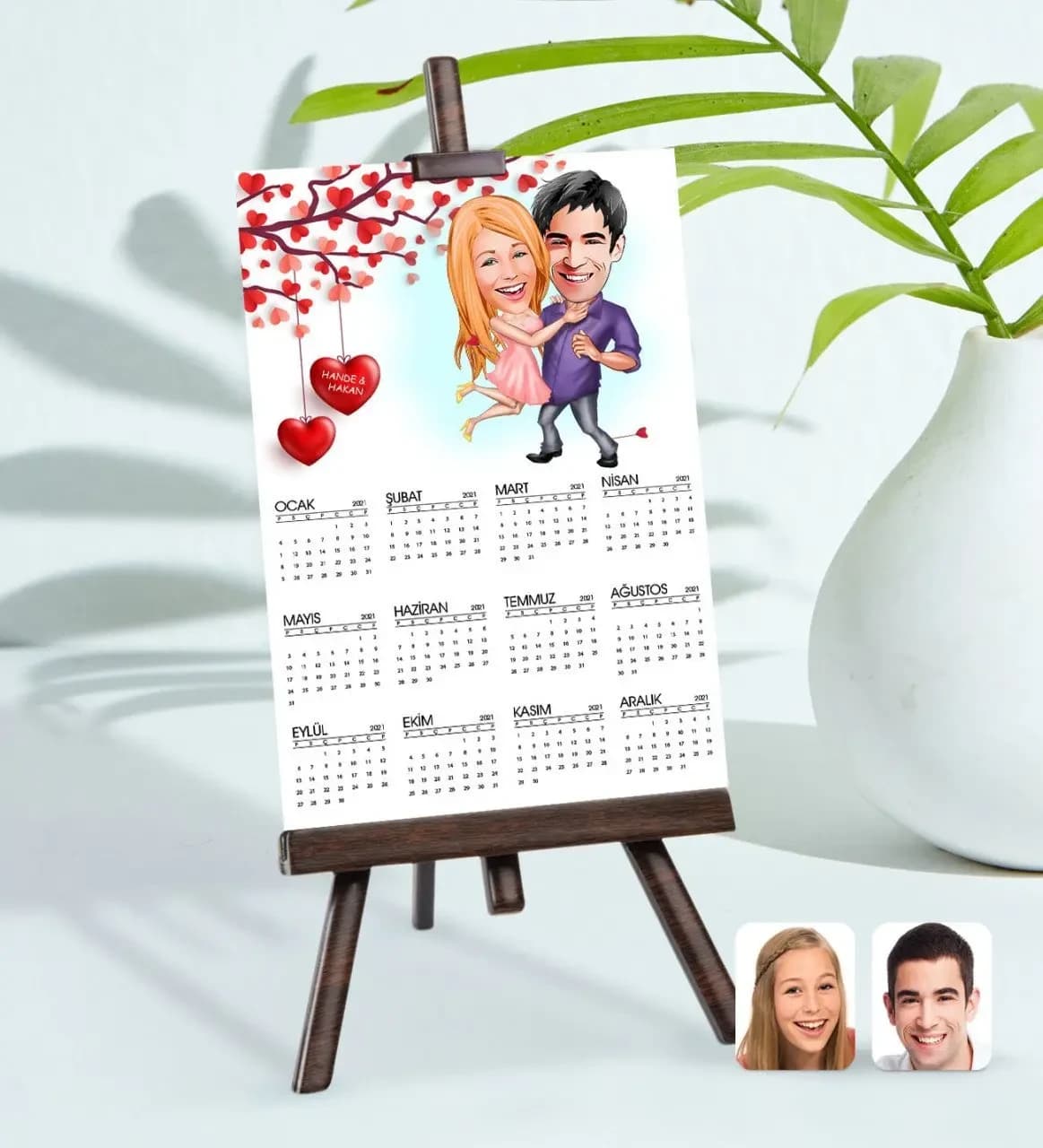 BK Gift Kişiye Özel 15x21 cm Fotoğraf Kartlı Sevgililer Karikatürlü Şövaleli ...