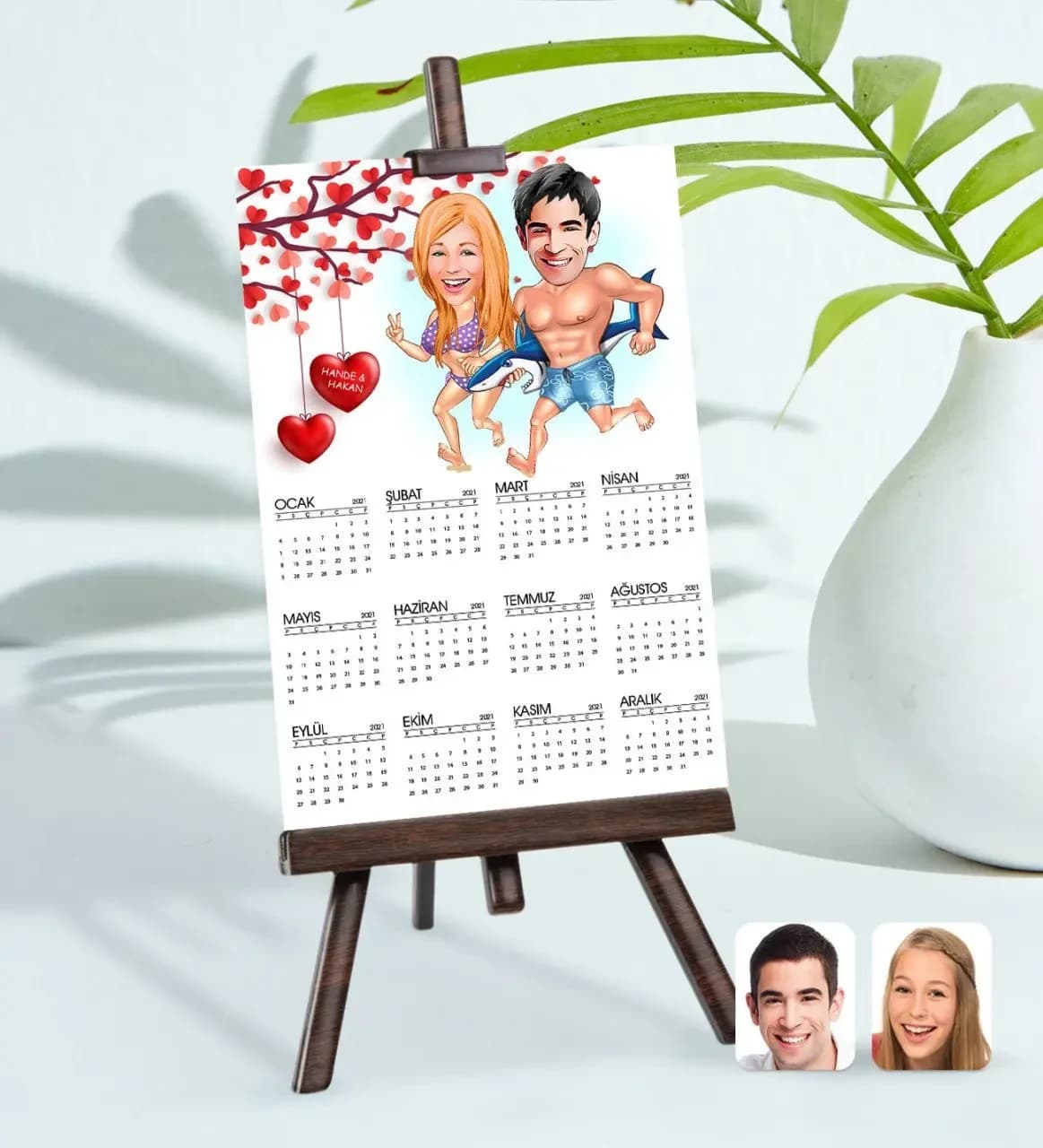 BK Gift Kişiye Özel 15x21 cm Fotoğraf Kartlı Sevgililer Karikatürlü Şövaleli ...
