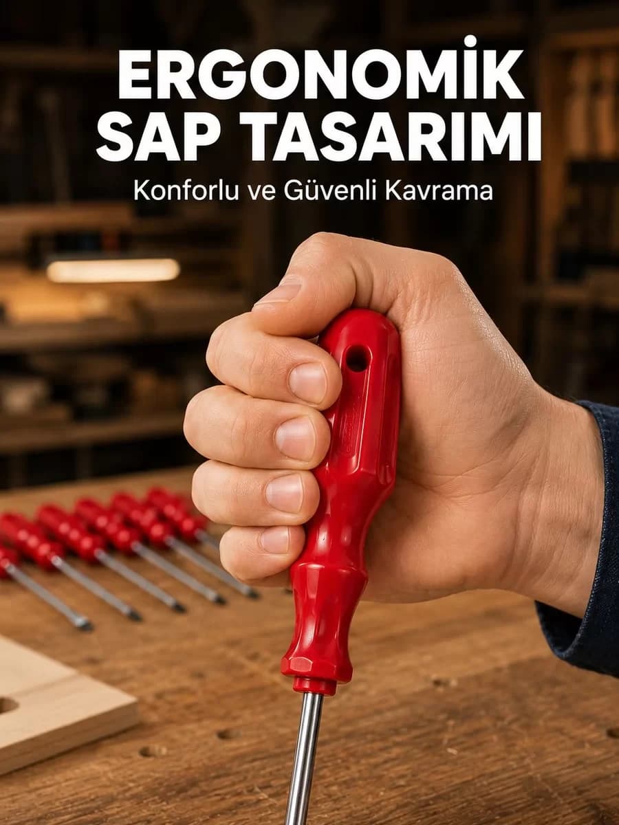 Çelik 7`li Tornavida Seti Ergonomik Sap Profesyonel Kullanım