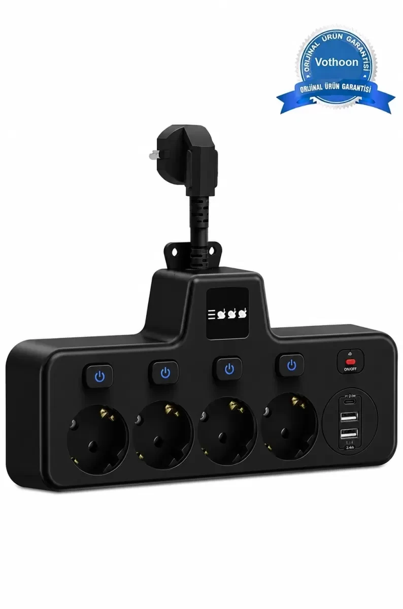 Termal Akım Korumalı 4’lü Duvar Tipi Priz 2x Usb 2x Type-c Çıkışlı Grup Priz ...