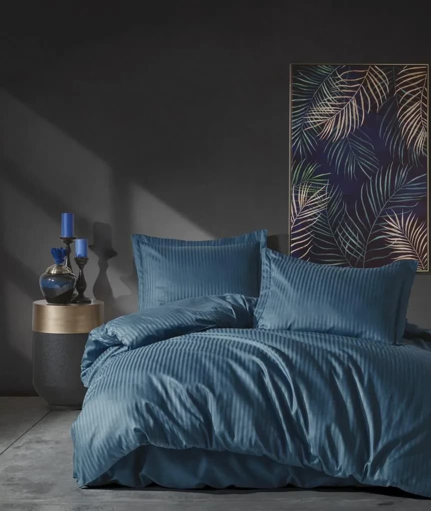 Çift Kişilik Saten Nev Takımı Elegante Stripe Mi