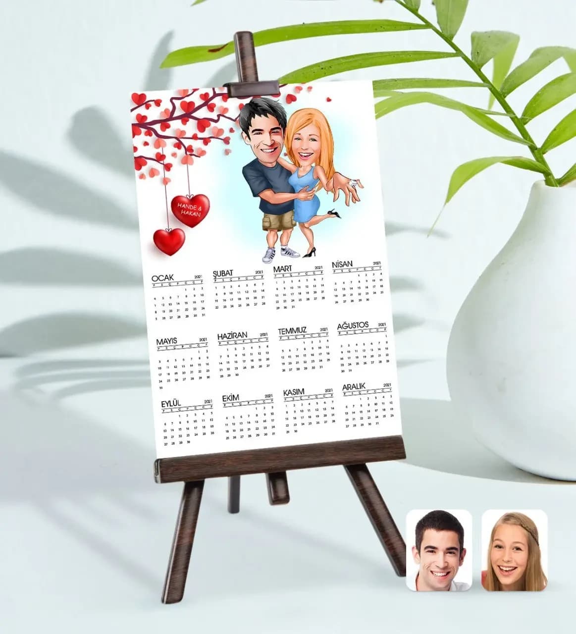BK Gift Kişiye Özel 15x21 cm Fotoğraf Kartlı Sevgililer Karikatürlü Şövaleli ...