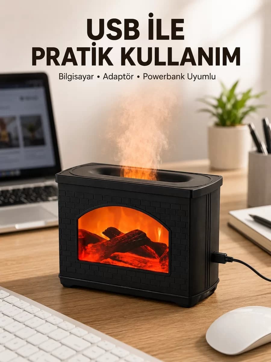 Aromaterapi Difüzör Ultrasonik Sessiz Nemlendirici USB Destekli