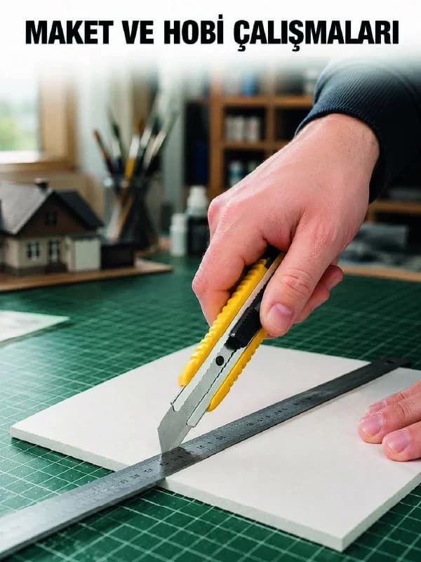 5 Adet Metal Falçata Seti Ergonomik Saplı Çelik Maket Bıçağı Koli Ambalaj PVC...