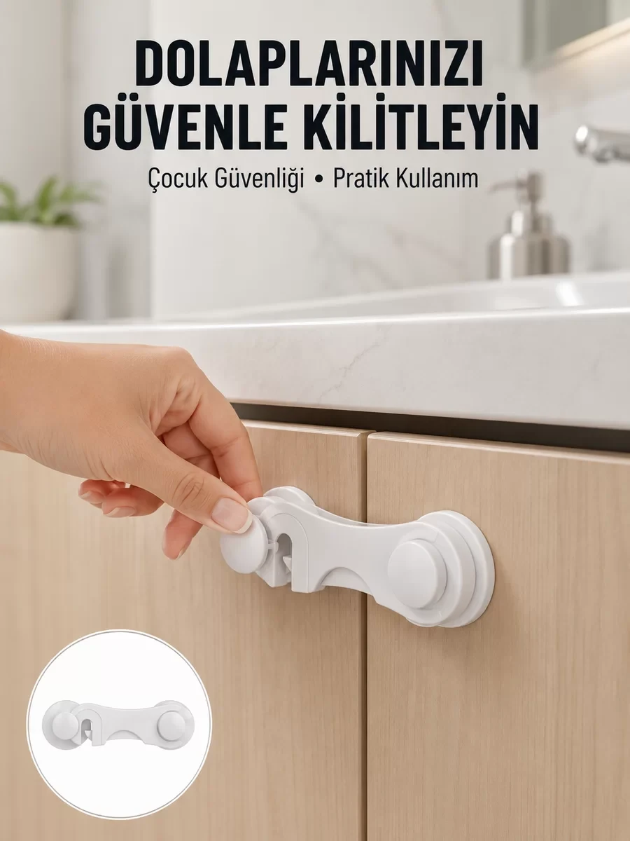 4 Adet Bebek Güvenlik Dolap Kilidi Çift Taraflı Bantlı Kolay Montajlı Emniyet...