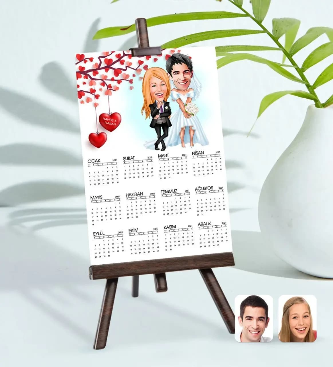 BK Gift Kişiye Özel 15x21 cm Fotoğraf Kartlı Sevgililer Karikatürlü Şövaleli ...