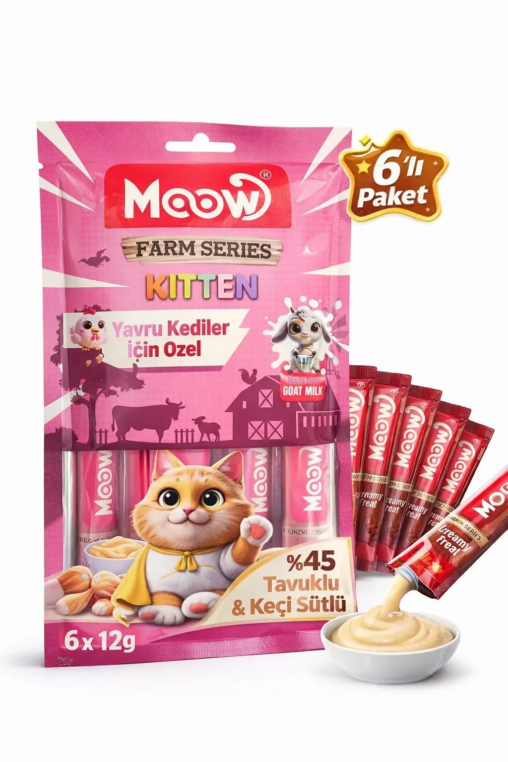 Tuklu ve Keçi Sütlü Yru Kedi a Ödül sı 6 x 12 gr