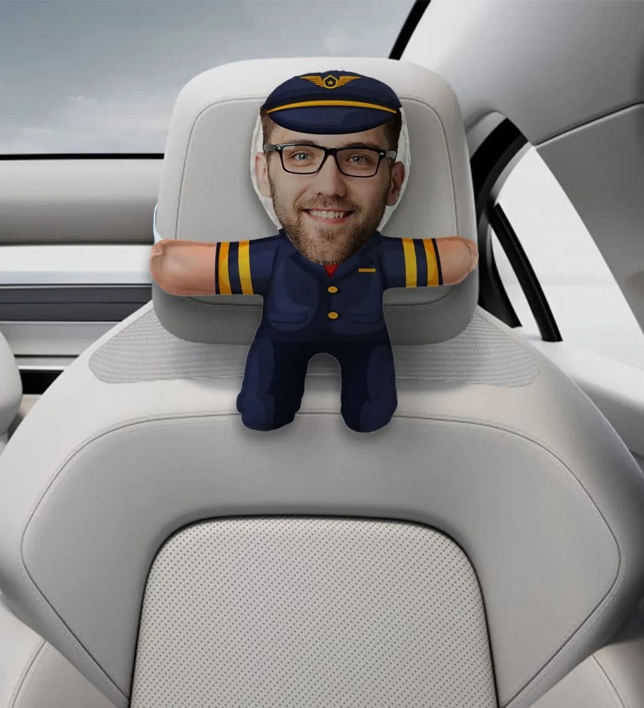 BK Gift Kişiye Özel Pilot Tasarımlı Araç Koltuk Bebek Yastığı-1