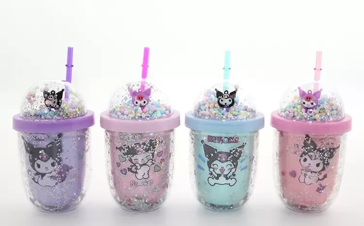 Kuromi Figürlü Pipetli Kapaklı Kupa Bardak Alk5109