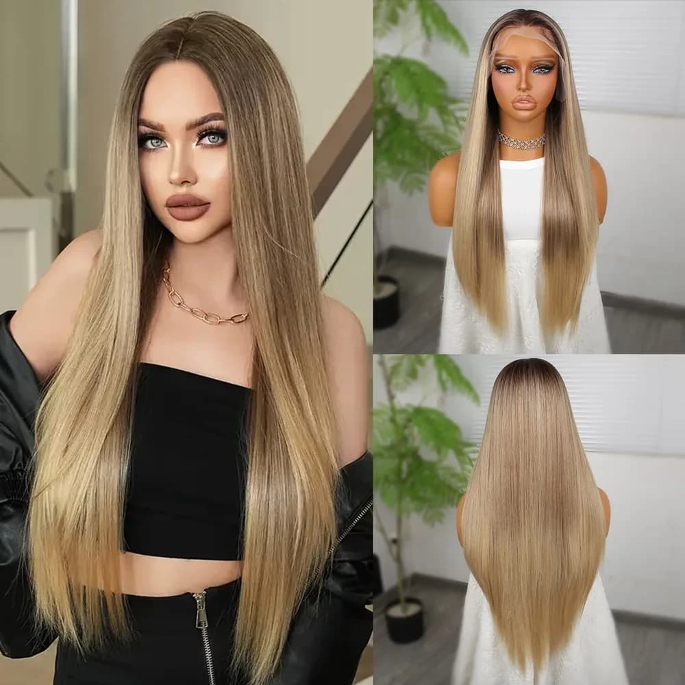 Kumral Dore Sarı Ombreli Fiber Sen Tül Peruk