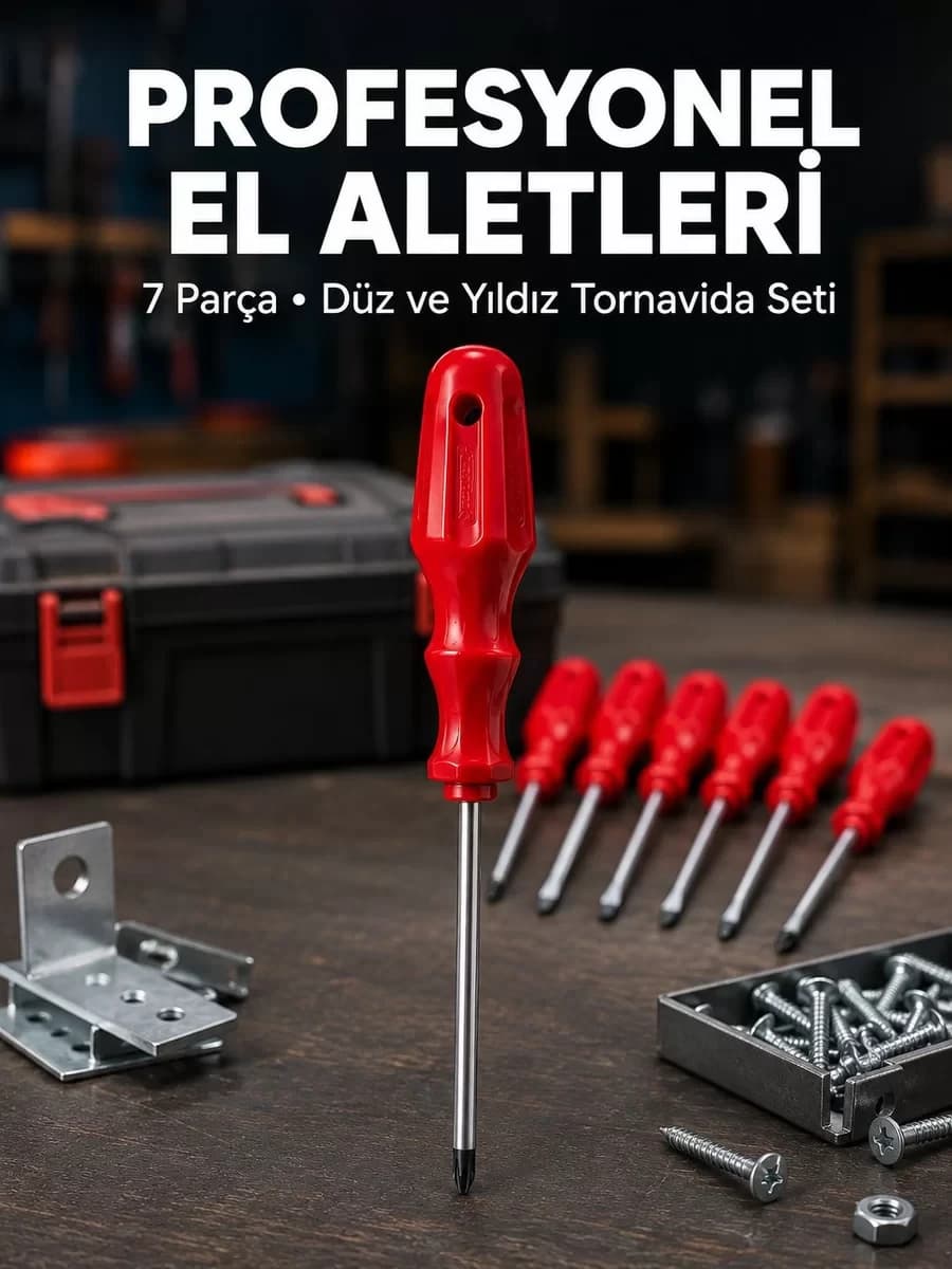Profesyonel 7 Parça Tornavida Seti Ergonomik Saplı El Aleti
