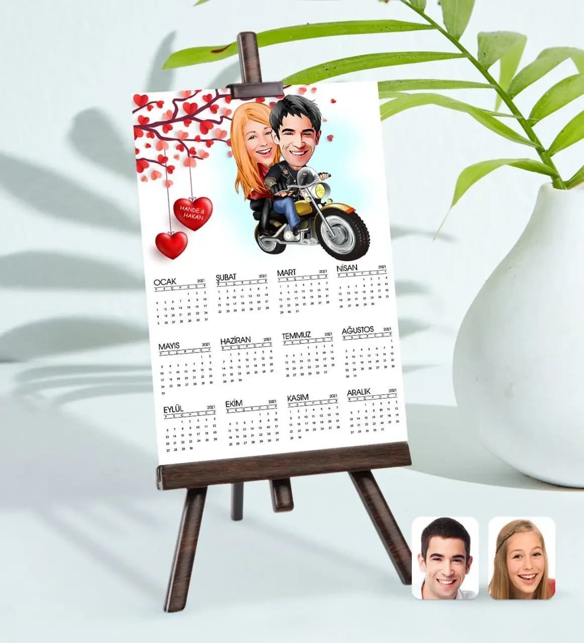 BK Gift Kişiye Özel 15x21 cm Fotoğraf Kartlı Sevgililer Karikatürlü Şövaleli ...