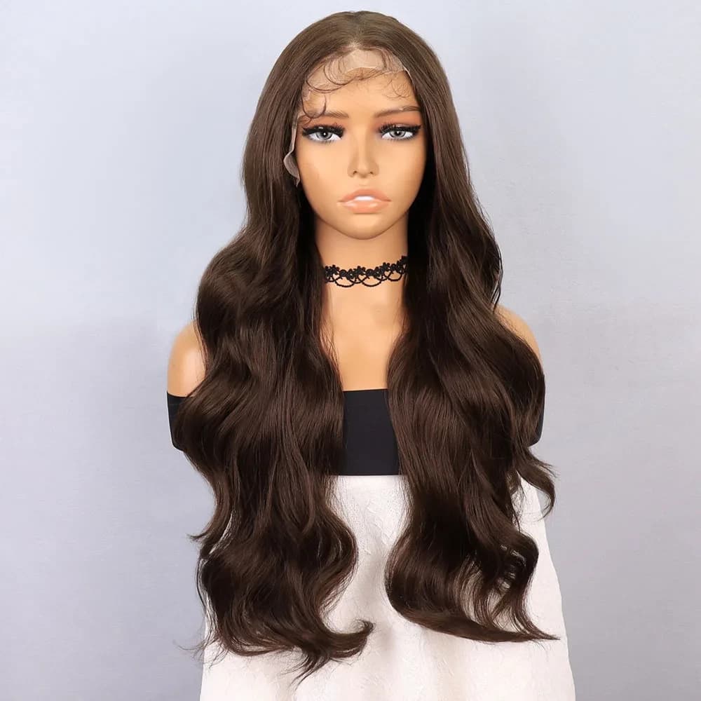Koyu Kumral Fiber Sen Front Lace Tül Peruk