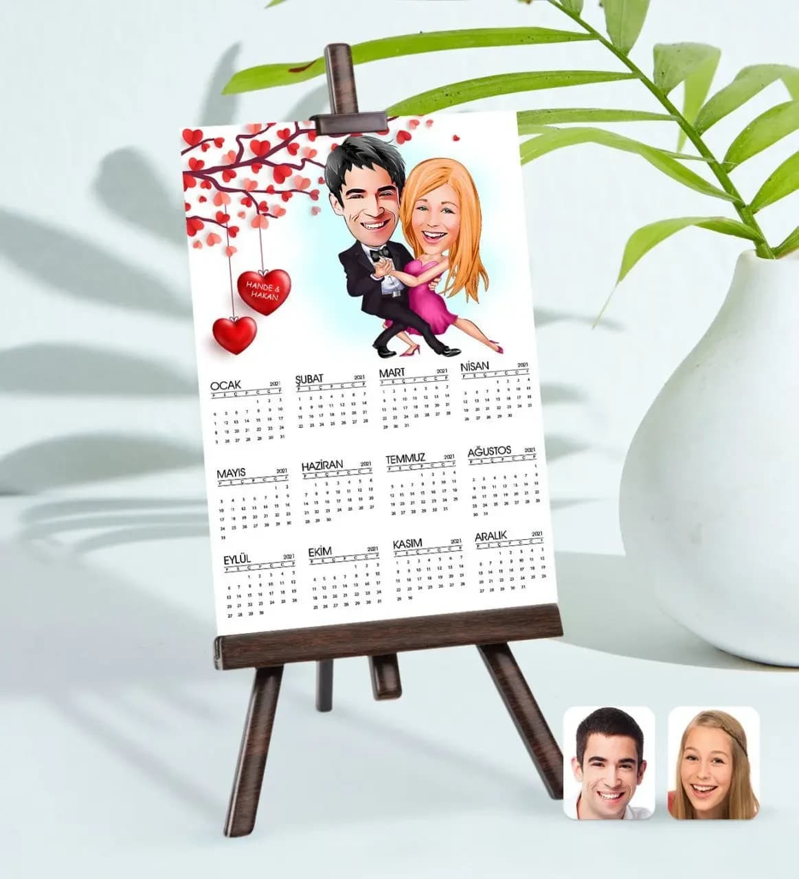 BK Gift Kişiye Özel 15x21 cm Fotoğraf Kartlı Sevgililer Karikatürlü Şövaleli ...